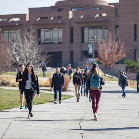 Students infront of main campus