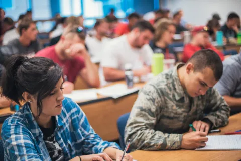 students working in classroom