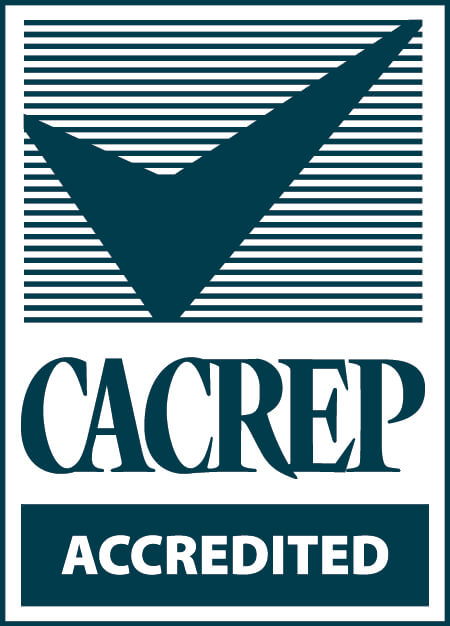 Council for Accreditation of Counseling and Related Education Programs (CACREP) accreditation stamp.