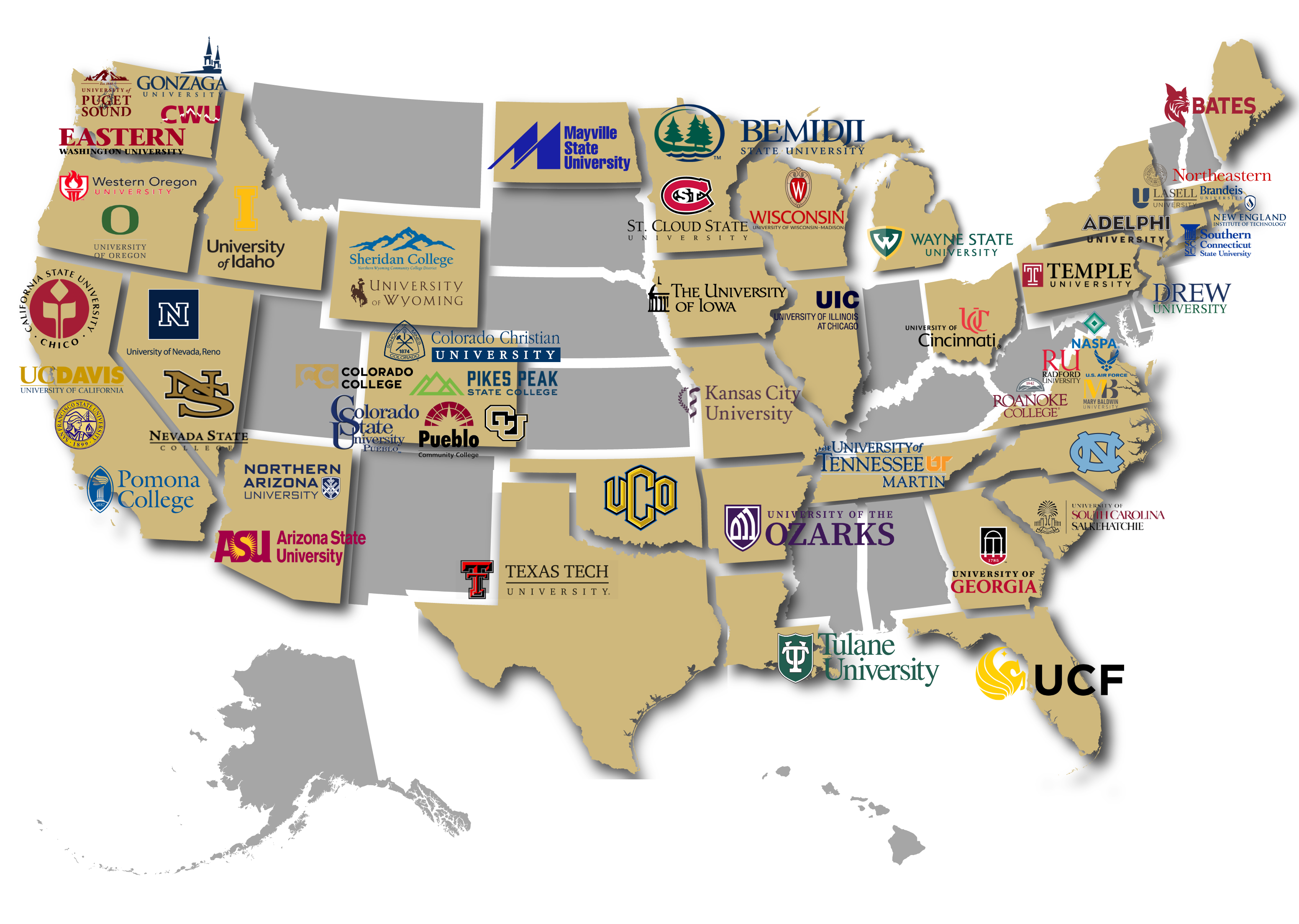 Map of institutions that employ or have employed SAHE alumni.